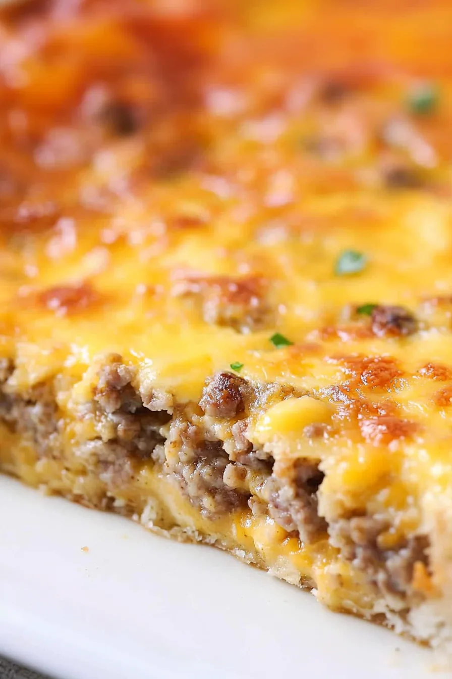 Golden baked casserole with melted cheese bubbling on top.