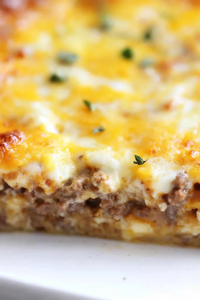 Final dish featuring browned cheese crust over a rich, savory filling.