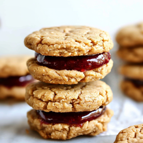Homemade cookie sandwich with bite revealing jam inside