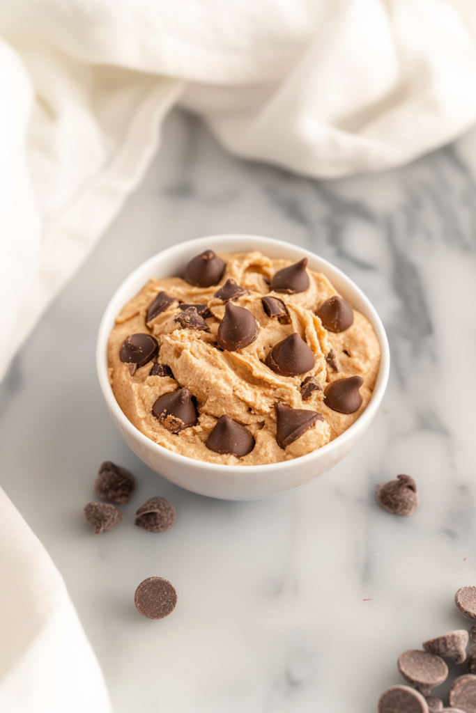 Bowl of smooth, airy dessert garnished with chocolate and nutty bits.