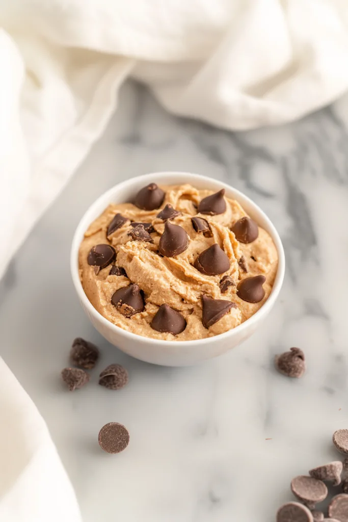 Bowl of smooth, airy dessert garnished with chocolate and nutty bits.