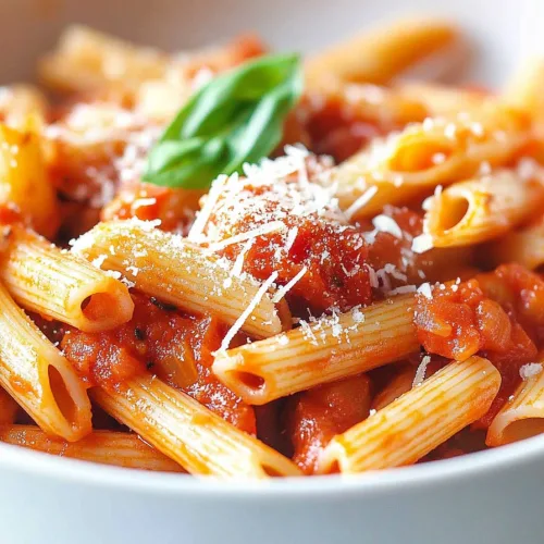 Al dente penne topped with rich tomato chili sauce and a light dusting of parmesan.