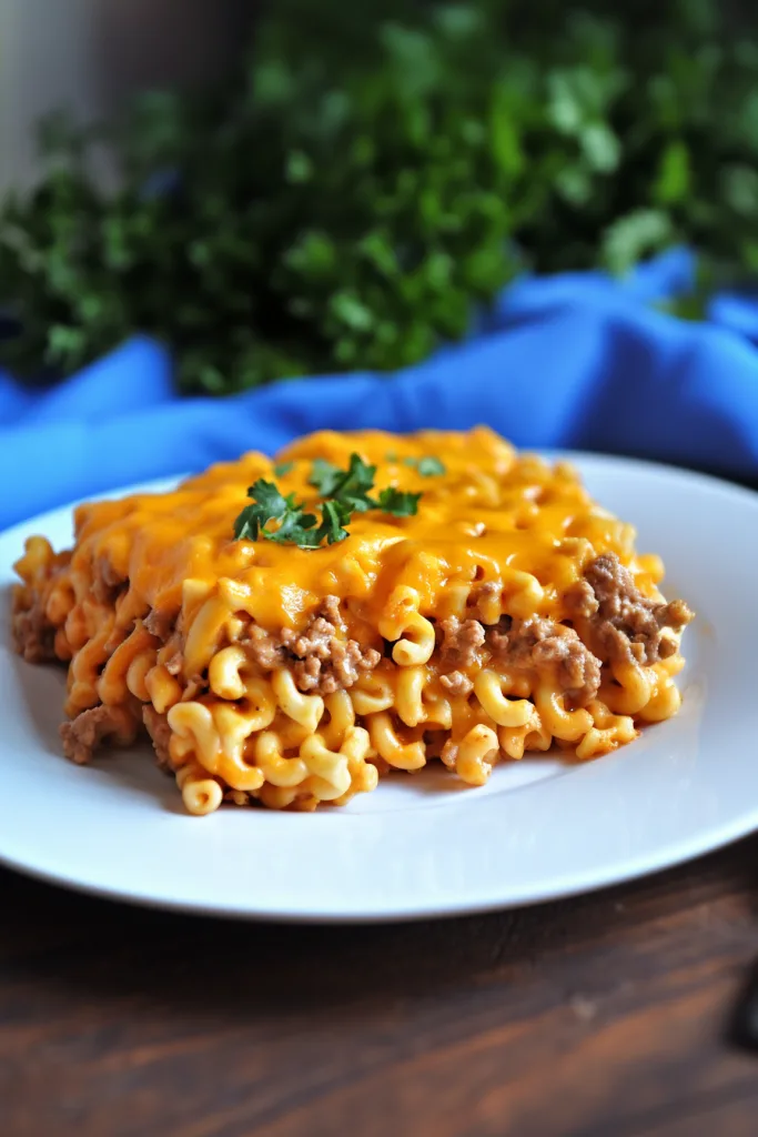 Rustic baked dish showing layers of noodles, meat sauce, and gooey cheese.
