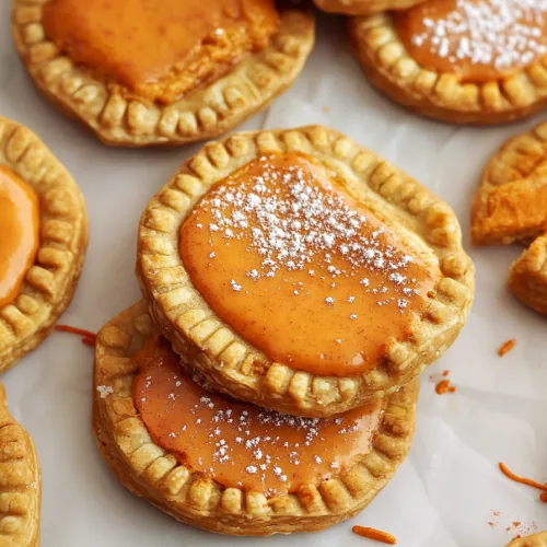 Mini seasonal tarts showing rich orange centers framed by flaky crusts.