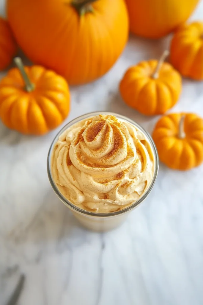 Seasonal whipped cream presented in a glass dish, highlighting its texture and color.