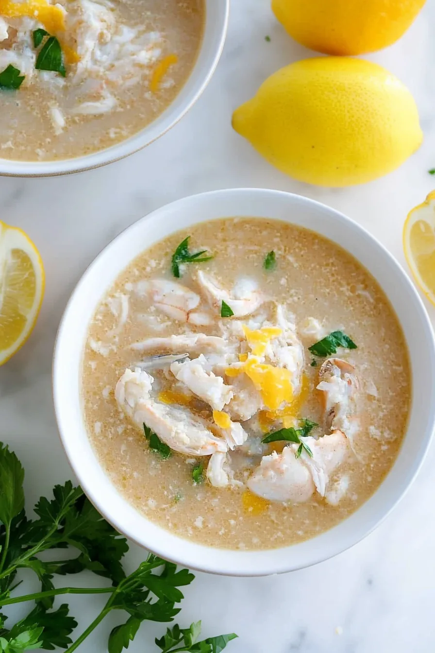 Overhead view of smooth, velvety soup served in white ceramic bowls.