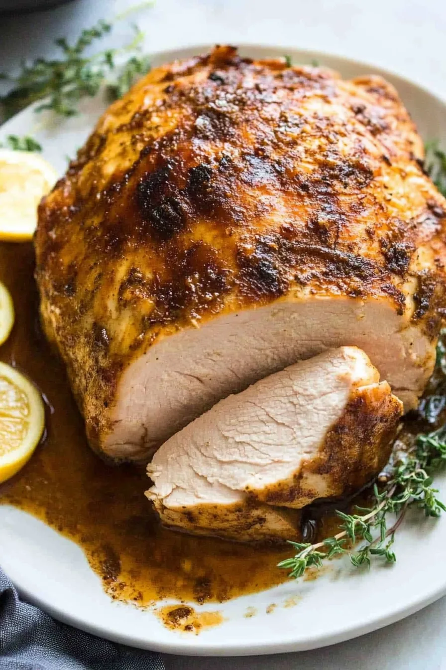 Turkey breast with caramelized exterior and rich glaze.