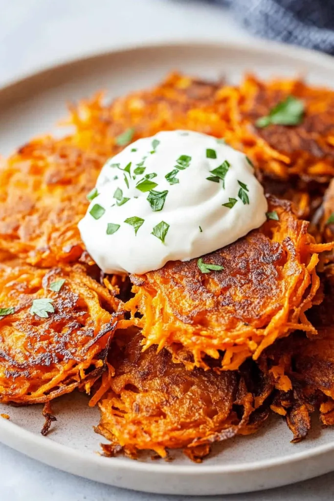 Warm, crunchy patties arranged neatly, sauce melting slightly into the crisp layers.