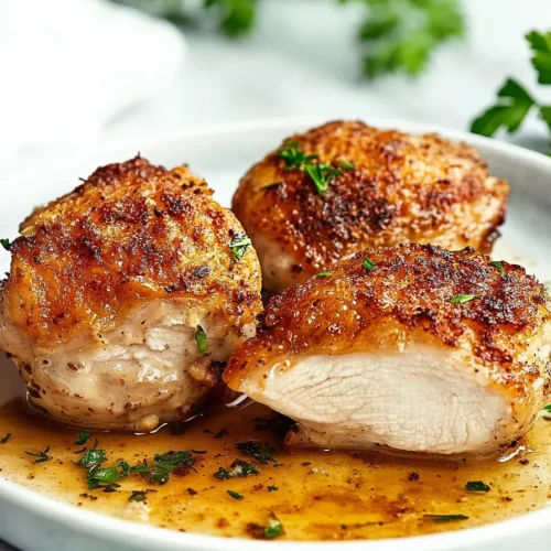 Plate of crispy chicken pieces with a glossy finish from pan drippings