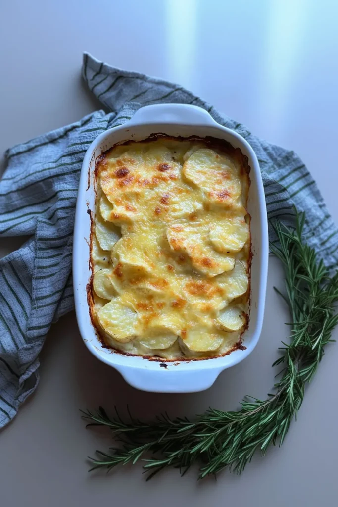 Comforting casserole of thinly sliced potatoes in a rich, cheesy cream sauce.