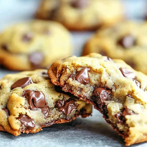 Cookies with melted chocolate chips highlighting their rich texture.
