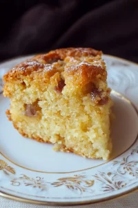 A rustic slice of cake decorated with raisins and nuts, captured under soft natural light.