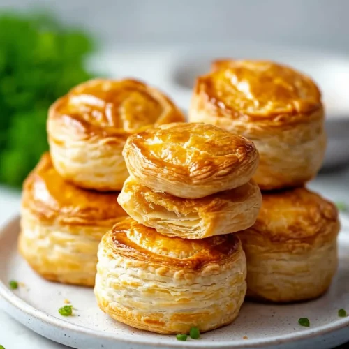 Plated pastries with herbs scattered around, highlighting their crisp texture and savory filling.