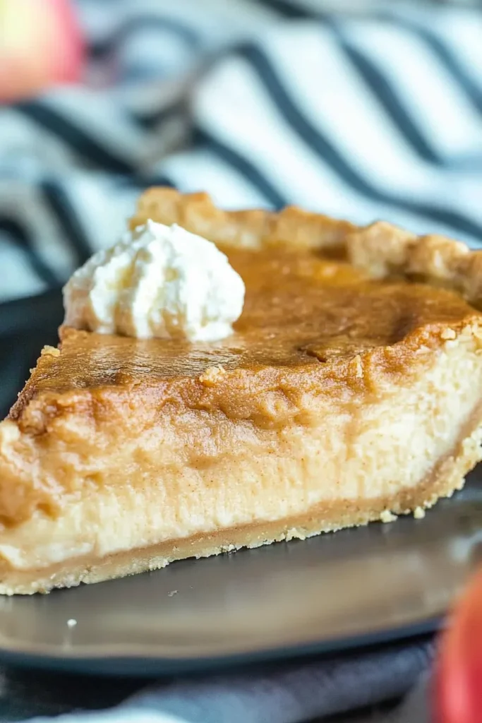 Overhead view highlighting the rich, spiced filling inside the baked pie slice.
