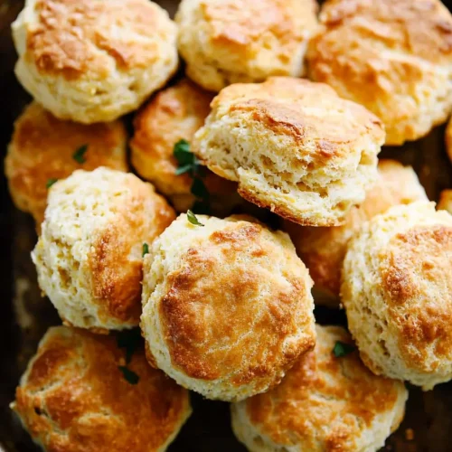 Easy cornmeal biscuits with golden crust fresh from the oven.