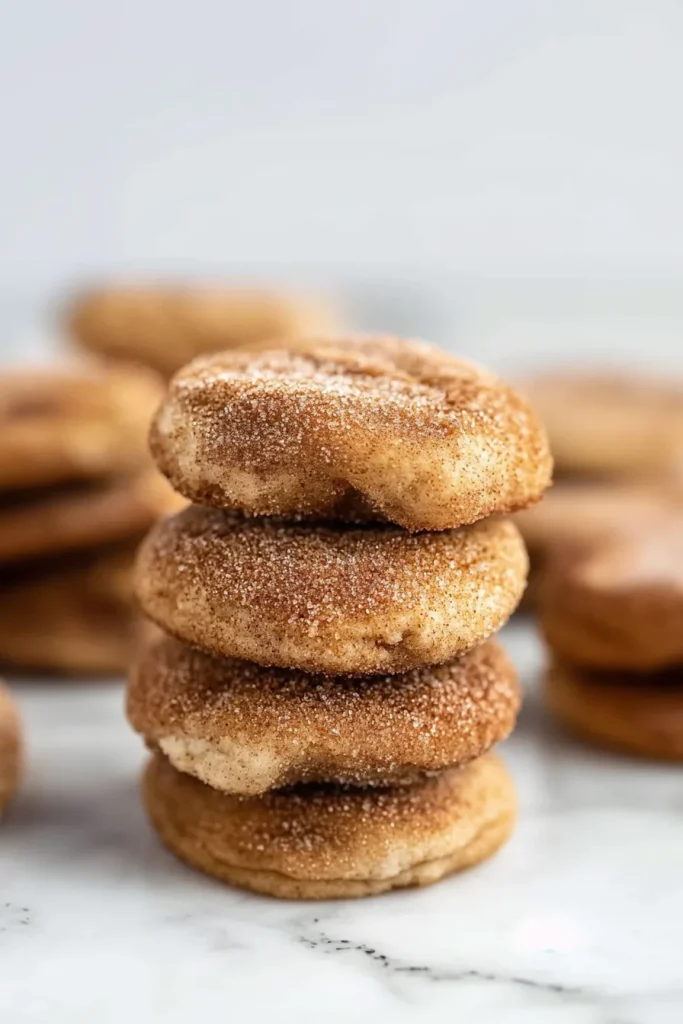 Stack of warm pastries with crisp edges and a soft center, glistening under light.