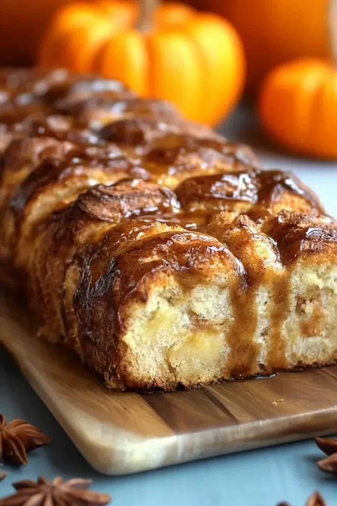 Loaf styled with small pumpkins in the background for autumn mood.