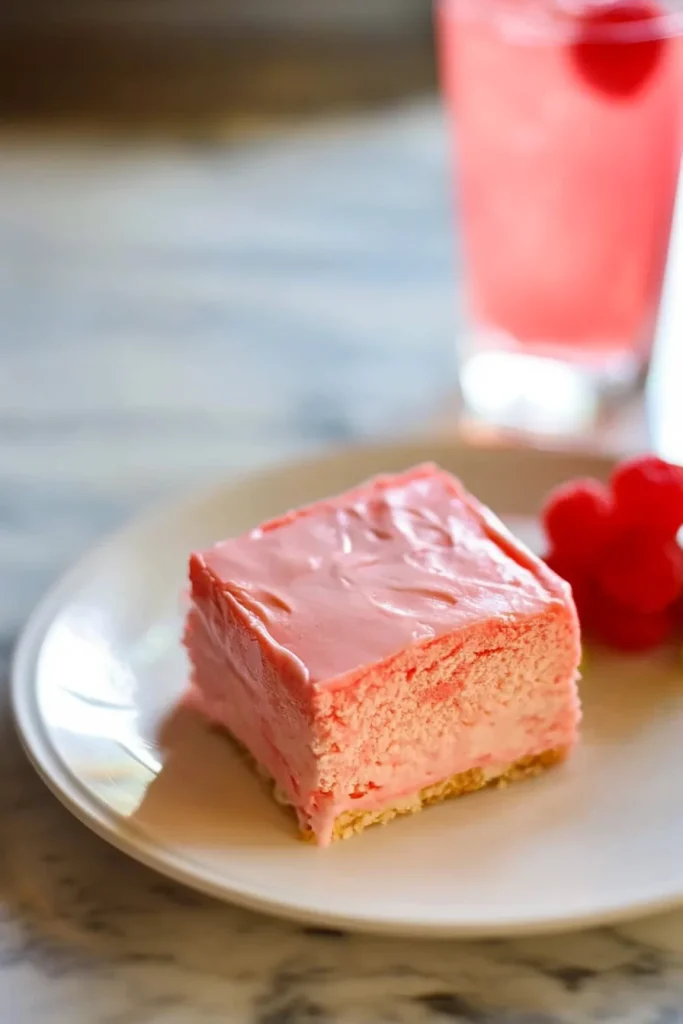 Fruity Shirley Temple bars with glossy finish and creamy consistency.