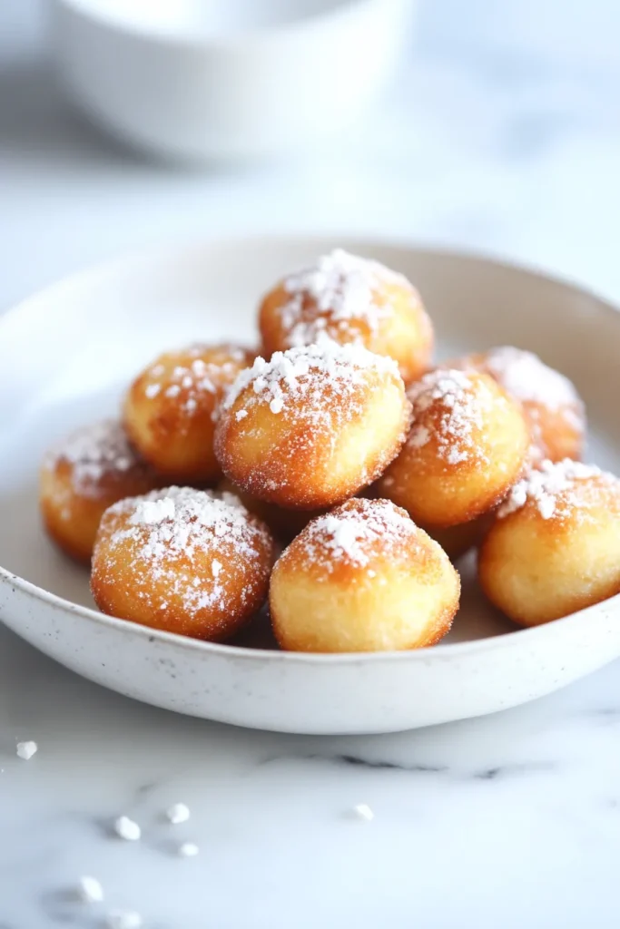 Closeโup of a fluffy fried treat with a crisp exterior and soft interior