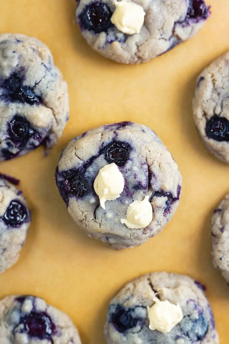 Healthy frozen blueberry cookies with striking purple hue and soft texture.
