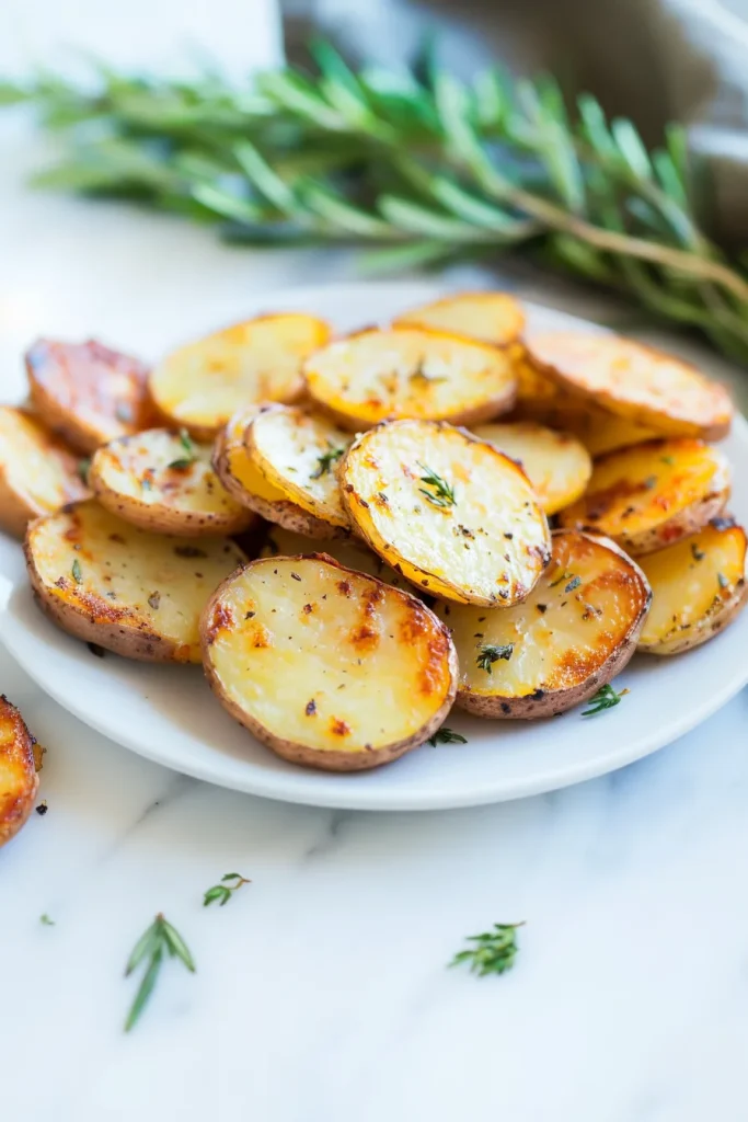 Tender potato slices with caramelized edges, styled for presentation.