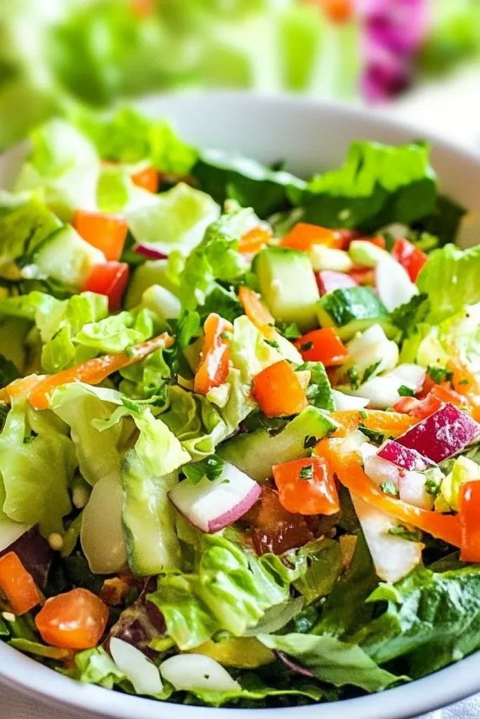 Plated bowl of garden vegetables, showcasing bright colors and crunchy textures.