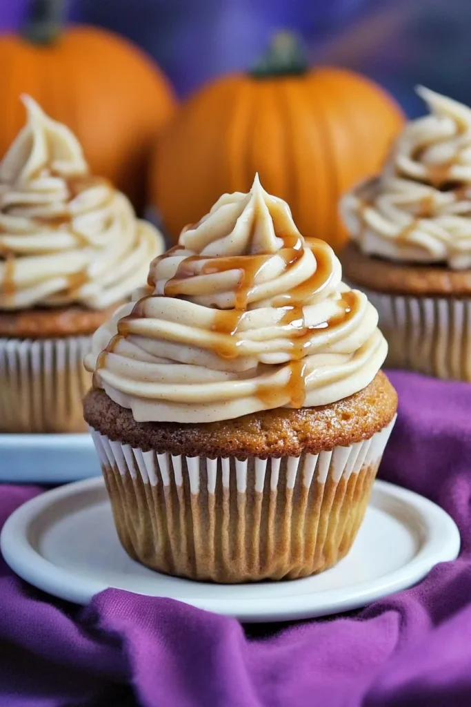 Seasonal dessert showing light brown frosting and warm autumn tones.
