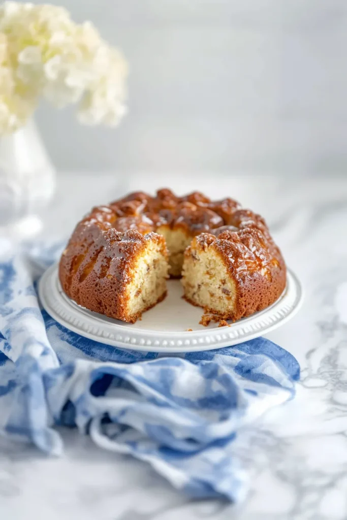 Rustic dessert presentation showing crisp outer layer and soft inside.