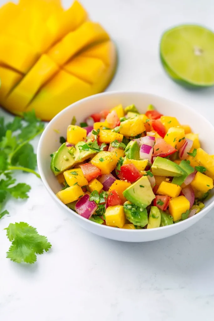 Fresh salsa-style salad with vibrant fruits and herbs.