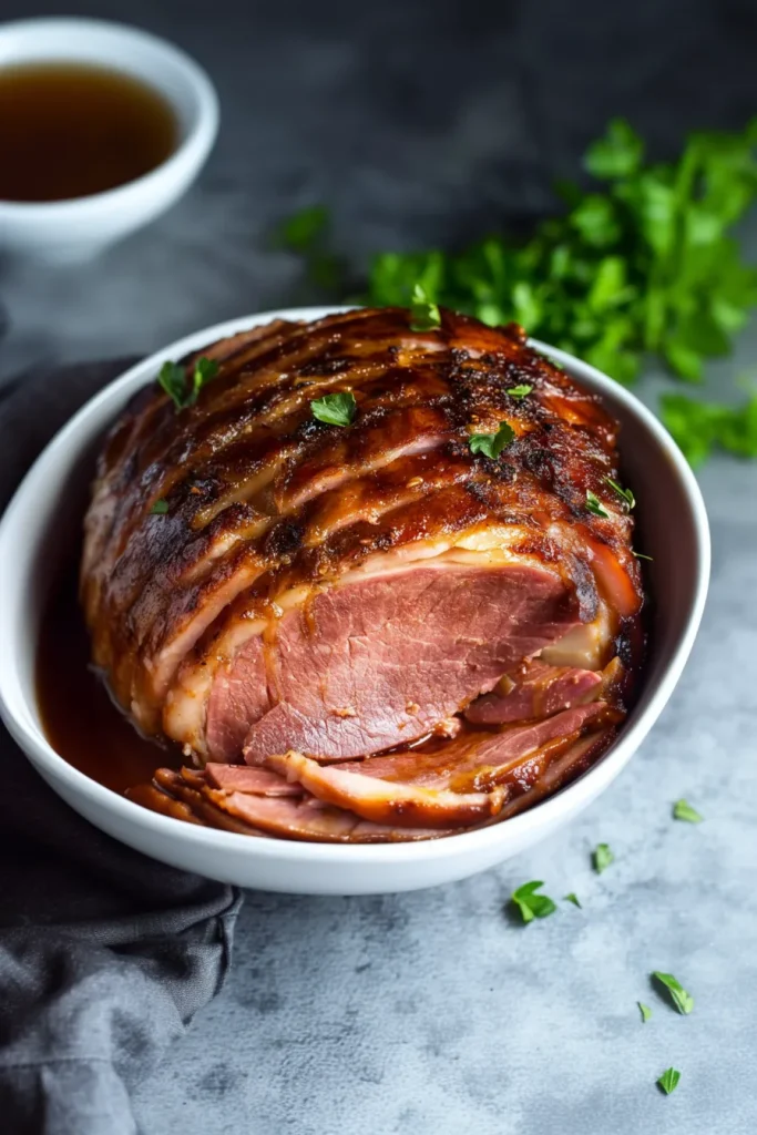 Tender slices of ham layered with glossy honey glaze.