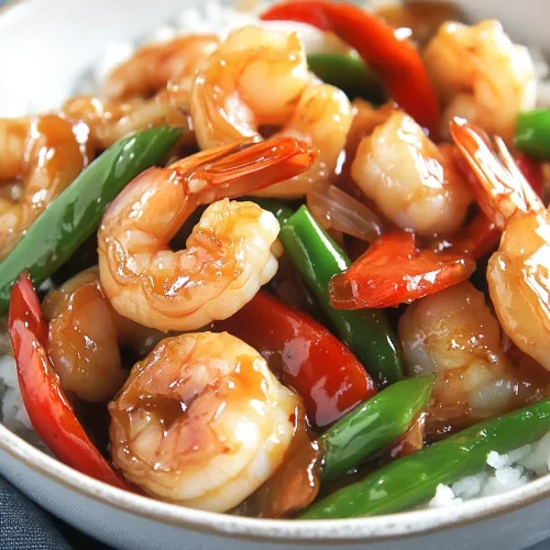Seafood stir-fry served with fresh vegetables and rice.