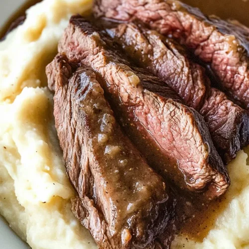 Classic homestyle dish with roast beef, gravy, and a generous potato portion.
