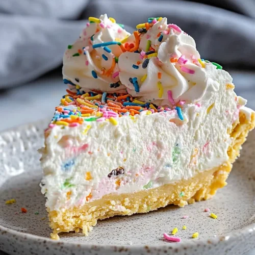 Dessert slice on a ceramic plate, showing layers of crust and mousseโlike topping.