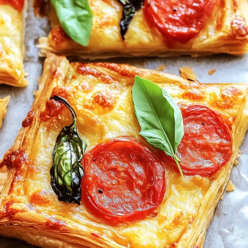 Rustic serving board with puff pastry bites, highlighting their golden crust.